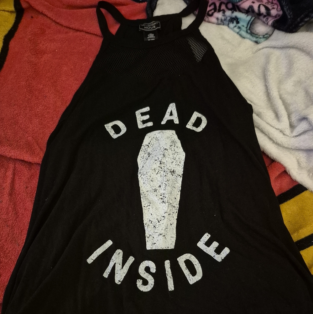 Hot Topic Black and White Asymmetrical Muscle Tee